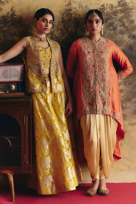 Petticoat Lane By Divya Embroidered Jacket Palazzo Set 