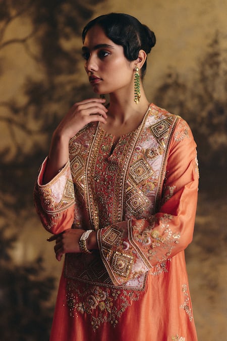 Petticoat Lane By Divya Embroidered High Low Kurta & Pant Set 