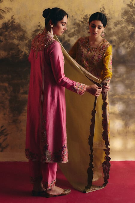 Petticoat Lane By Divya Pearl & Resham Embroidered Kurta Set 