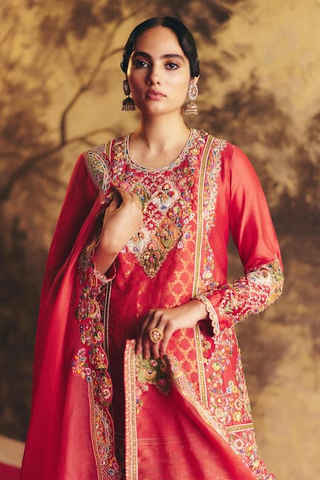 Petticoat Lane By Divya Floral Resham Embroidered Kurta Set 