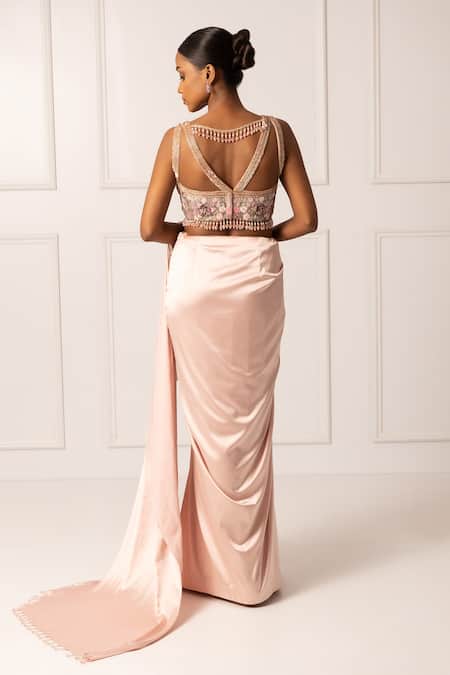 Isha Regalia Pleated Pre-Draped Saree & Nature Embroidered Blouse 