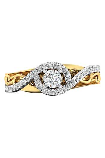 Shop Divine Solitaires Gold Plated Imitation Diamonds 18kt Knot Ring at Aza Fashions Shop_Divine Solitaires_Gold Plated Imitation Diamonds 18kt Knot Ring_at_Aza_Fashions