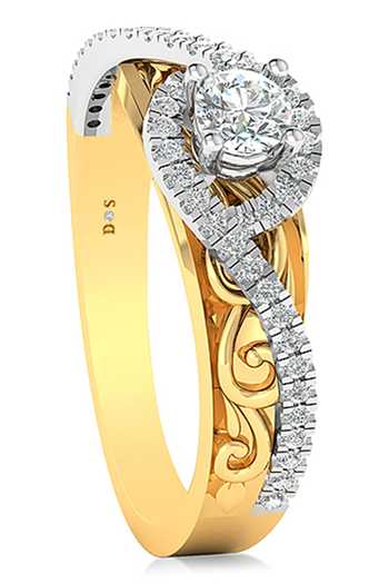 Divine Solitaires Gold Plated Imitation Diamonds 18kt Knot Ring Online at Aza Fashions Divine Solitaires_Gold Plated Imitation Diamonds 18kt Knot Ring_Online_at_Aza_Fashions