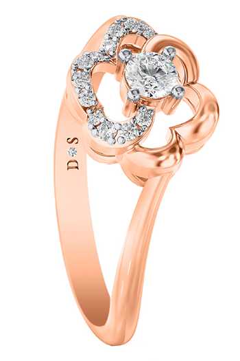 Divine Solitaires_Rose Gold Imitation Diamonds Blossom Ring_Online_at_Aza_Fashions