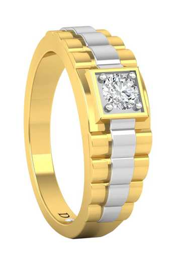Divine Solitaires_Gold Diamonds Dual Tone Solitaire Ring_Online_at_Aza_Fashions