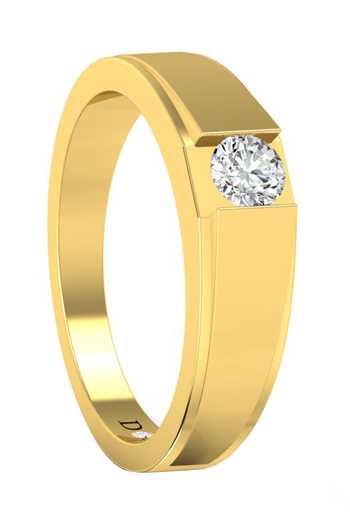 Divine Solitaires_Gold Diamonds Solitaire Elevated Shank Ring_Online_at_Aza_Fashions