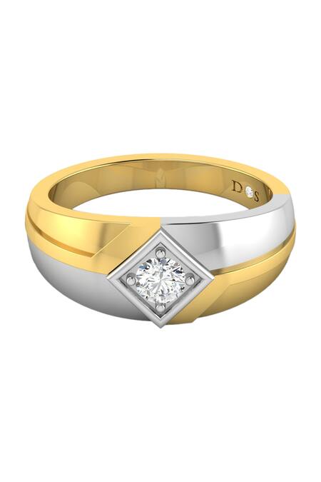 Shop Divine Solitaires Yellow Diamonds Dual Tone Textured Solitaire Ring at Aza Fashions Shop_Divine Solitaires_Yellow Diamonds Dual Tone Textured Solitaire Ring_at_Aza_Fashions
