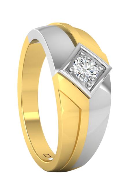Divine Solitaires Yellow Diamonds Dual Tone Textured Solitaire Ring Online at Aza Fashions Divine Solitaires_Yellow Diamonds Dual Tone Textured Solitaire Ring_Online_at_Aza_Fashions