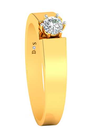 Divine Solitaires_Gold Diamonds Solitaire Tapering Ring_Online_at_Aza_Fashions