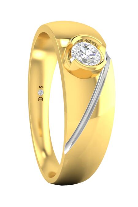 Divine Solitaires_Yellow Diamonds Gold Solitaire Placement Ring_Online_at_Aza_Fashions