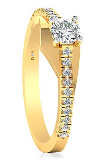 Divine Solitaires_Gold Plated Imitation Diamonds Embellished Ring_Online_at_Aza_Fashions