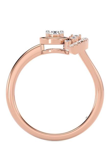 Buy_Divine Solitaires_Rose Gold Imitation Diamonds Geometric Carved Ring_Online_at_Aza_Fashions
