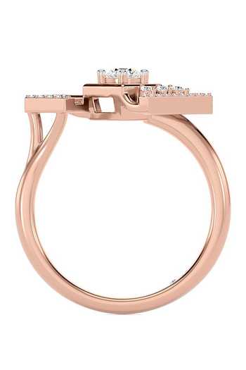 Buy_Divine Solitaires_Rose Gold Imitation Diamonds Geometric Ring_Online_at_Aza_Fashions
