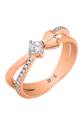 Buy Rose Gold Imitation Diamonds Twisted Ring by Divine Solitaires ...