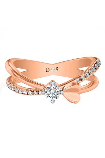 Buy Rose Gold Imitation Diamonds Twisted Ring by Divine Solitaires ...