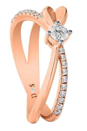 Buy Rose Gold Imitation Diamonds Twisted Ring by Divine Solitaires ...