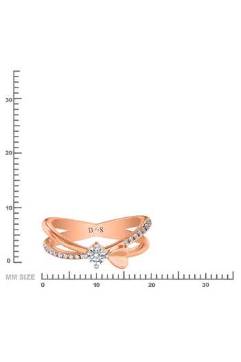 Buy Rose Gold Imitation Diamonds Twisted Ring by Divine Solitaires ...