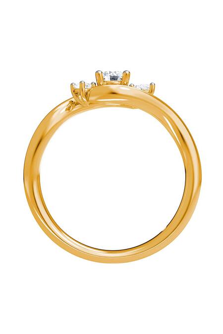 Buy_Divine Solitaires_Gold Plated Imitation Diamonds Twisted Ring_Online_at_Aza_Fashions