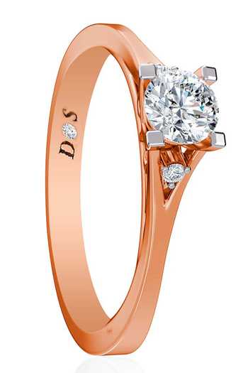 Buy Rose Gold Imitation Diamonds Round Embellished Ring by Divine ...