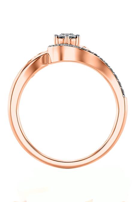 Buy_Divine Solitaires_Rose Gold Imitation Diamonds Embellished Swirl Pattern Ring_Online_at_Aza_Fashions