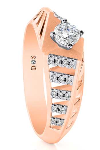 Divine Solitaires_Rose Gold Imitation Diamonds Embellished Ring_Online_at_Aza_Fashions