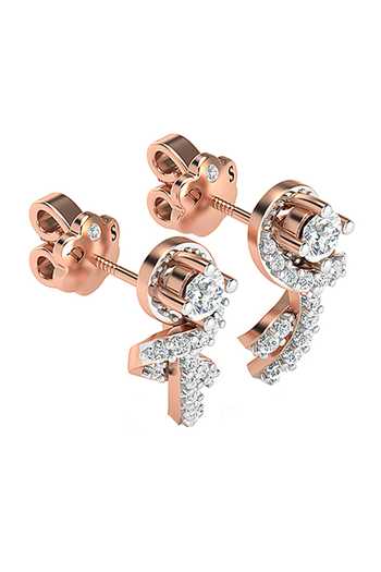 Divine Solitaires_Rose Gold Imitation Diamonds Geometric Cutwork Stud Earrings_Online_at_Aza_Fashions