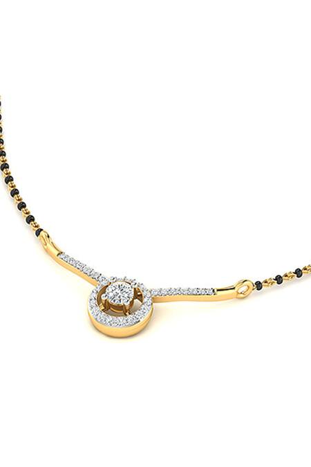 Divine Solitaires_Gold Plated Imitation Diamonds Embellished Mangalsutra_Online_at_Aza_Fashions
