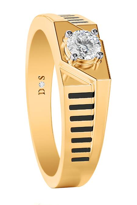 Divine Solitaires_Gold Diamonds Solitaire Studded Ring_Online_at_Aza_Fashions