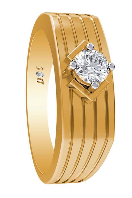 Divine Solitaires_Gold Diamonds Shaped Cutwork Ring_Online_at_Aza_Fashions