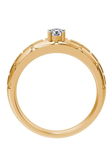 Buy_Divine Solitaires_Gold Diamonds Geometric Carved Ring_Online_at_Aza_Fashions