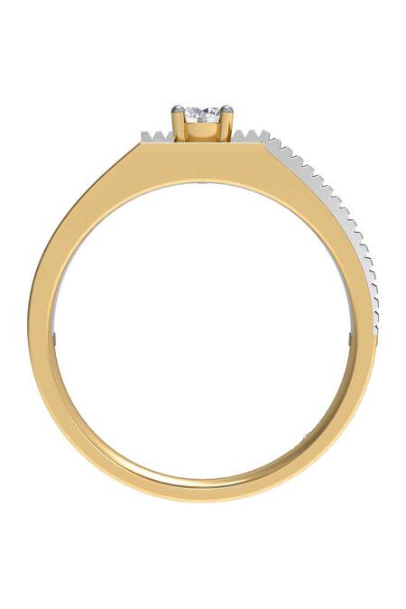 Buy_Divine Solitaires_Yellow Diamonds Geometric Cutwork Gold Ring_Online_at_Aza_Fashions