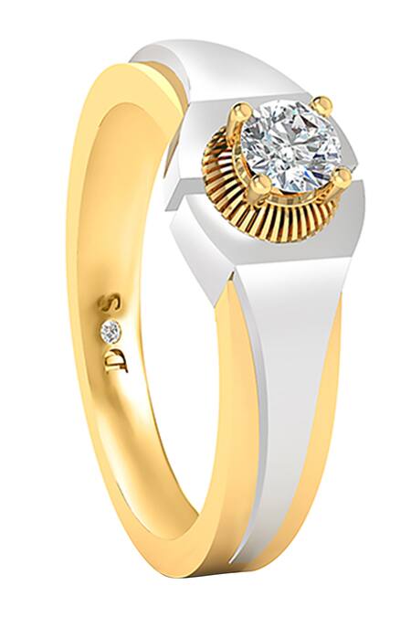 Divine Solitaires_White Diamonds Gold And Cutwork Ring_Online_at_Aza_Fashions