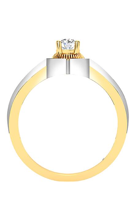 Buy_Divine Solitaires_White Diamonds Gold And Cutwork Ring_Online_at_Aza_Fashions