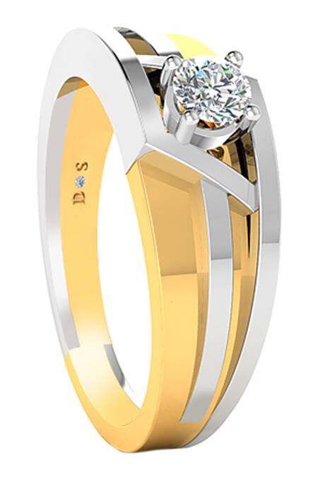 Divine Solitaires_Gold Diamonds Encrusted Ring_Online_at_Aza_Fashions