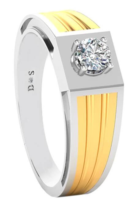 Divine Solitaires_Yellow Diamonds Gold Solitaire Encrusted Ring_Online_at_Aza_Fashions