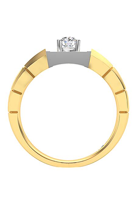 Buy_Divine Solitaires_Yellow Diamonds Geometric Carved Ring_Online_at_Aza_Fashions