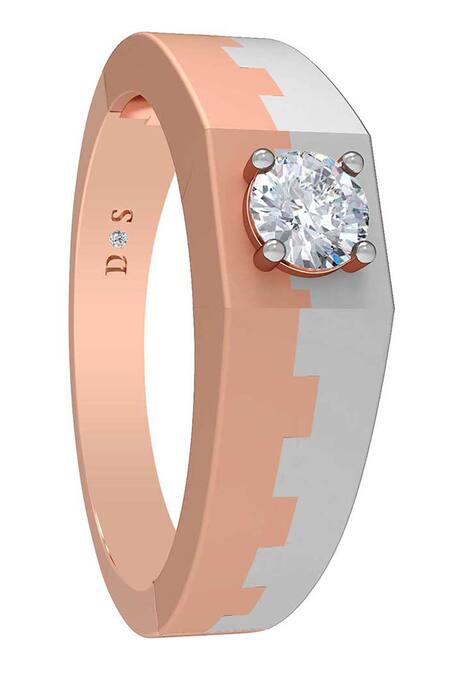 Divine Solitaires_Rose Gold Diamonds 18kt Studded Ring_Online_at_Aza_Fashions