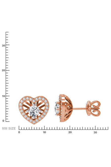 Buy_Divine Solitaires_Rose Gold Imitation Diamonds Heart Stud Earrings_Online_at_Aza_Fashions