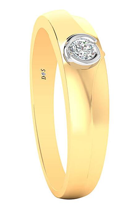 Divine Solitaires_Yellow Diamonds 18kt Gold Adorned Ring_Online_at_Aza_Fashions