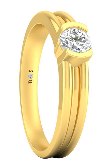 Divine Solitaires_Yellow Diamonds Embellished Stacked Design Ring_Online_at_Aza_Fashions