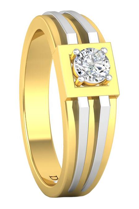 Divine Solitaires_Yellow Diamonds Ribbed Ring_Online_at_Aza_Fashions