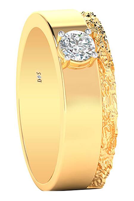 Divine Solitaires_Yellow Diamonds Crust Wall Design Ring_Online_at_Aza_Fashions