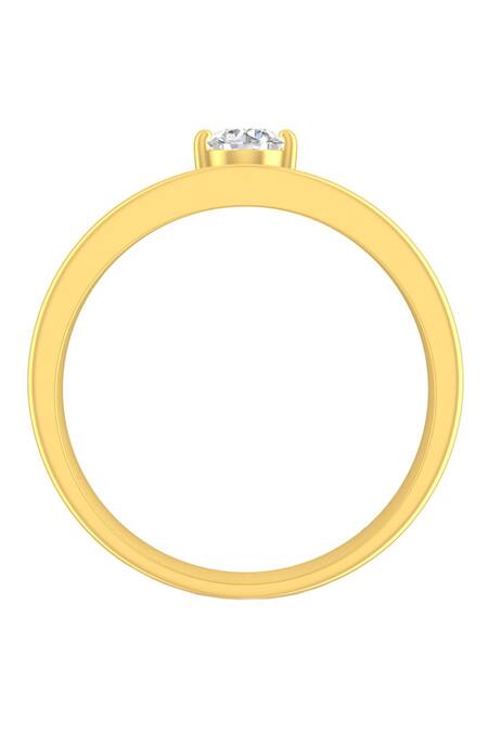 Buy_Divine Solitaires_Yellow Diamonds Embellished Stacked Gold Ring_Online_at_Aza_Fashions