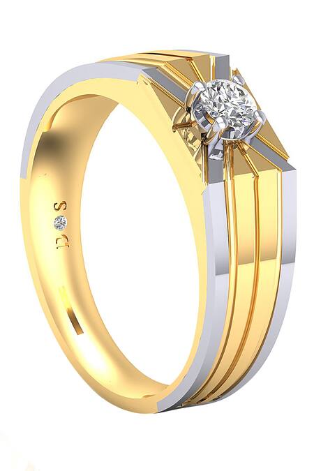 Divine Solitaires_Yellow Diamonds And White Gold Stacked Ring_Online_at_Aza_Fashions