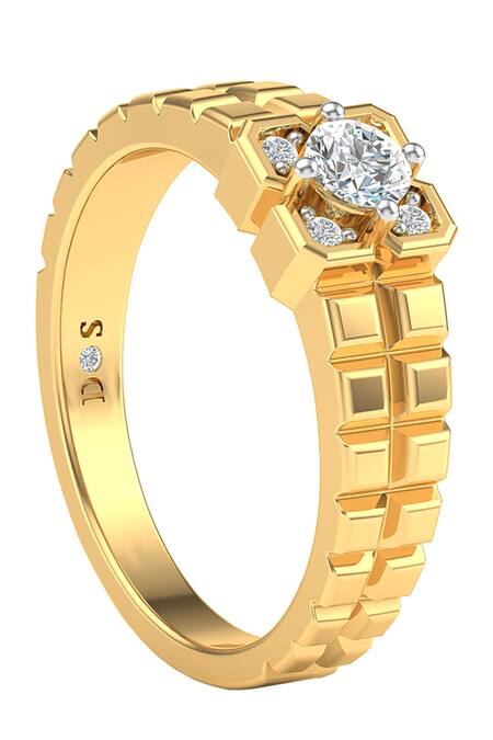 Divine Solitaires Yellow Diamonds Quad Bar Ring Online at Aza Fashions Divine Solitaires_Yellow Diamonds Quad Bar Ring_Online_at_Aza_Fashions