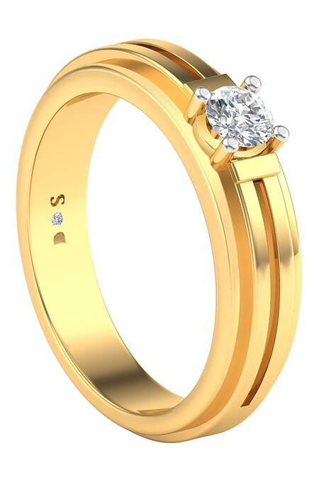Divine Solitaires_Yellow Diamonds 18kt Gold Arch Bar Ring_Online_at_Aza_Fashions