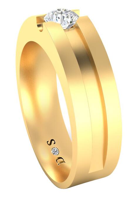 Divine Solitaires_Yellow Diamonds Delt Bar Ring_Online_at_Aza_Fashions