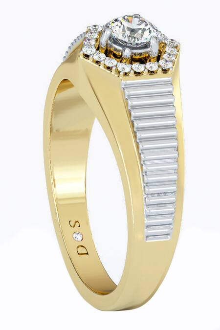 Divine Solitaires_White Diamonds Royal Crest Design Ring_Online_at_Aza_Fashions