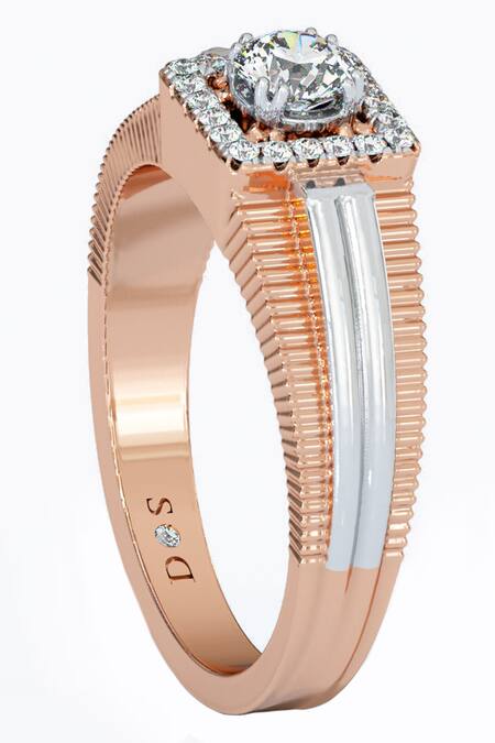 Divine Solitaires_White Diamonds Royal Crest Design Ring_Online_at_Aza_Fashions