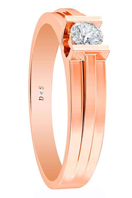 Divine Solitaires_Rose Gold Diamonds Striped Bar Design Ring_Online_at_Aza_Fashions